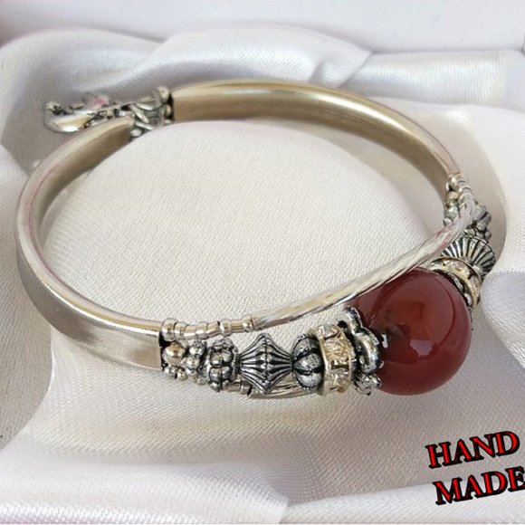 Watch Type Cord Agate Bracelet Hand Made - Picture 2 of 2